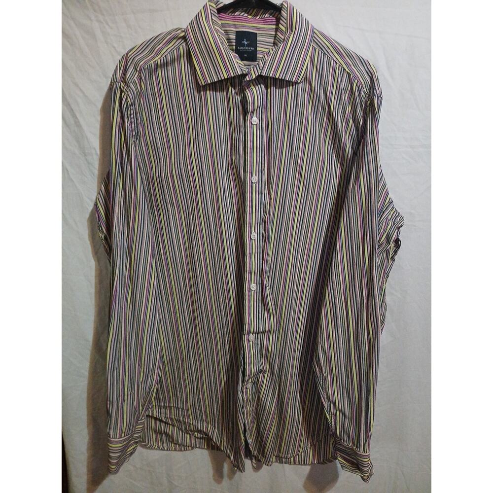 Tailorbyrd Long Sleeve Button Down Shirt Mens XL Multicolor Stripe B23